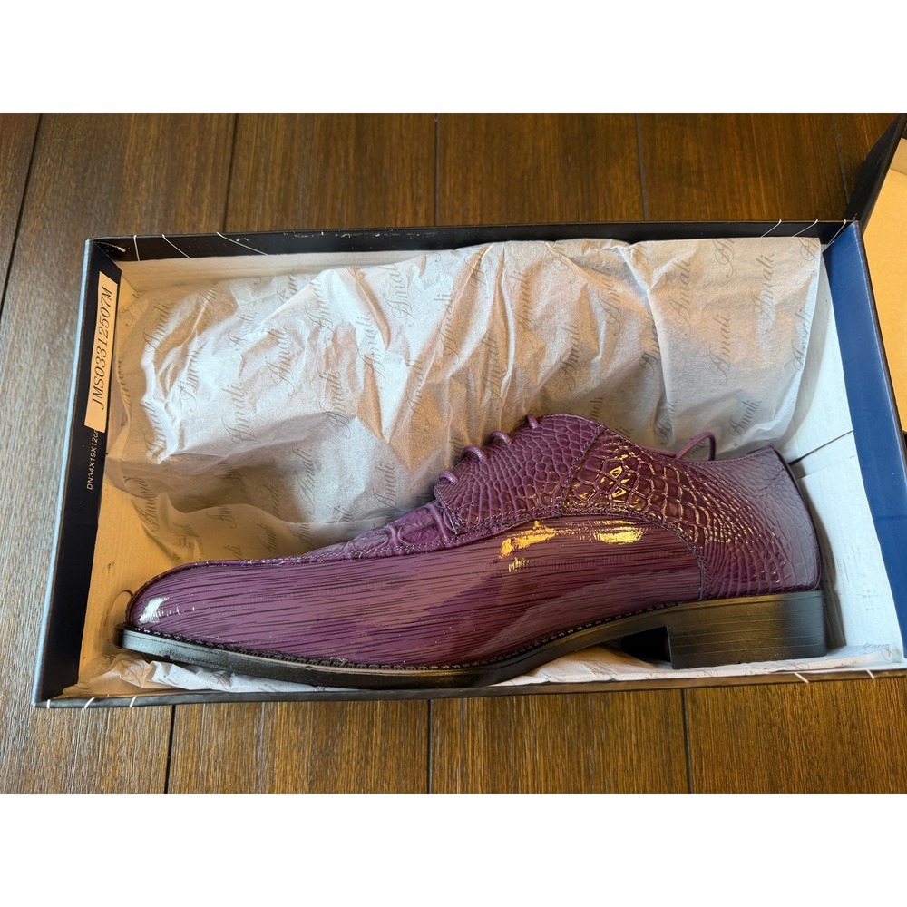 Amali Harvey-049 Mens Purple Faux Crocodile Striped Patent Dress Shoes Size 10.5